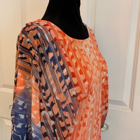 Chico’s Summery Shapes Mesh Split Sleeve Poncho Top Medium - Picture 10 of 13